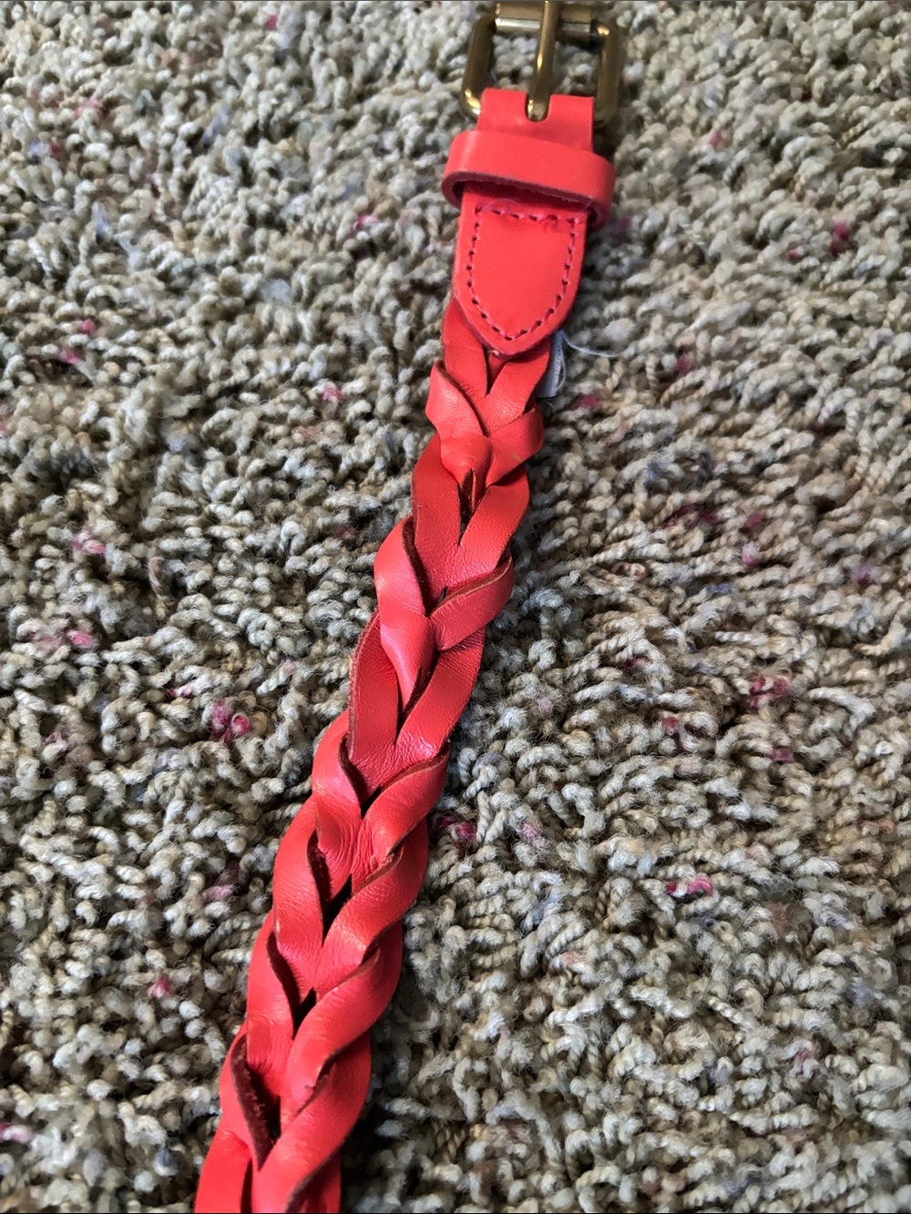 J. Crew Coral/Salmon Pink Braided Genuine Leather Belt - Women's Sz M/L - Picture 6 of 6